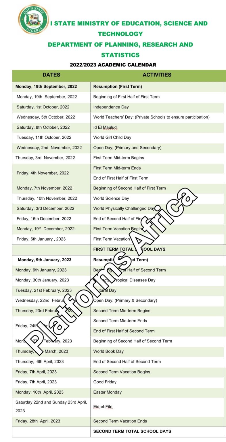 ogun-fixes-sept-19-for-schools-resumption-releases-2022-23-calendar-platformsafrica